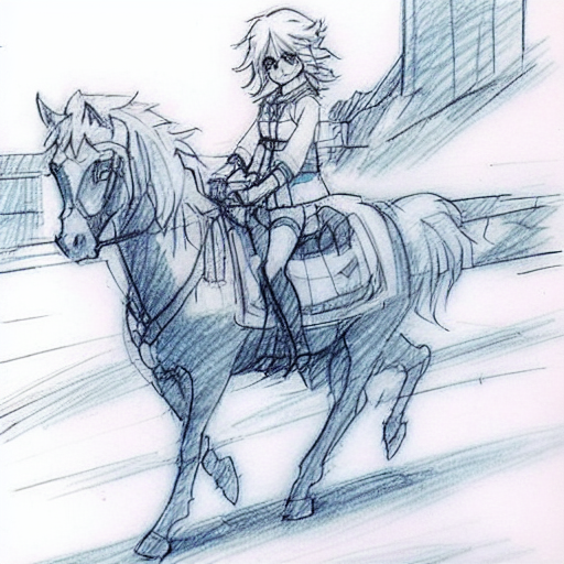 02337-2997355942-anime pencil concept style, girl with blue hair riding a horse.png